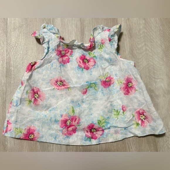 236. JANIE and JACK Pink Floral Spring Summer top Size 3-6 Months - Picture 2 of 5